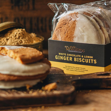 Luxury White Chocolate and Lemon Ginger Biscuits from Williams Handbaked Close Up