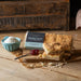 Coconut Slice, with two loose slices sat in the foreground next to a spoon of jam and a small bowl with coconut flakes.