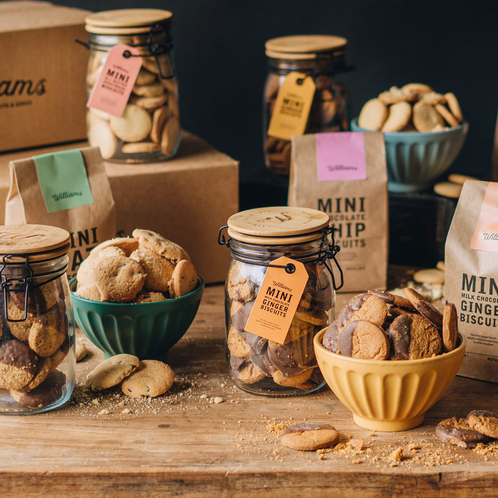 Mini Milk Chocolate Ginger Biscuits Glass Clip Jar