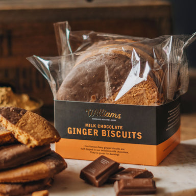 Luxury Milk Chocolate Ginger Biscuits from Williams Handbaked Close Up